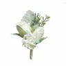 Fleurs décoratives soie artificielle Rose ivoire Rose fleur marié boutonnière homme boutonnières Corsage décoration de fête de mariage