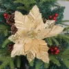 Flores decorativas de longa duração flor artificial ornamentos festivos para decoração de árvore de natal brilhante falso natal