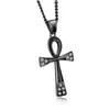 Hänghalsband rostfritt stål Egypten Ankh Life of Life Egyptian Bling Rhinestone Cross Necklace For Men s Hip Hop smycken Drop Deliv Dh7w2