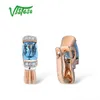 Studörhängen Vistoso Gold for Women 14k 585 Rose Sparkling Luxury Diamond Blue Topaz Wedding Engagement Fine Jewelry