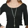 Pendentif Colliers Glow dans le collier de chapelet de croix sombre pour les femmes lumineuses perles catholiques Relius Jésus Crucifix Bijoux Drop Livraison DHD5J