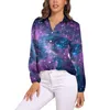 Camicette da donna Camicetta costellazione mappa del cielo Donna Galaxy Art Print Street Wear Camicie vintage a maniche lunghe larghe Design Top Big Size