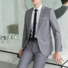 Men's Suits 2Pcs/Set Men Suit Ankle Length Blazer Pants Set Korean Style Formal Groom