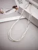 Fragmenterad Sier Pearl Double Layer Halsband Fashion Network Red Ny mångsidig krage -kedjetrend