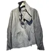 Mens Jackets Deconstruction Asymmetric Tailoring Cold Dyeing Design Men Retro Distressed Washed Zipperc Coat Top 230831