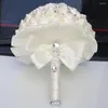 Декоративные цветы, сделанные вручную, искусственный цветочный букет свадебный декор с кристаллами 15 см 18 см 21 см 24 см может