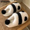 Pantofole Simpatico animale Panda Inverno Interno Donna Piatto Peloso Scarpe da casa in cotone Scivoli caldi antiscivolo femminili 230831