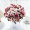 Flores decorativas grande artificial de alta qualidade rosa de seda para diy guirlanda de natal casa sala de estar bonsai casamento ao ar livre jardim arco decoração