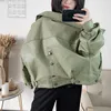 Giacca corta da donna in pelle primaverile 2023 da donna moda allentata casual a maniche lunghe verde militare capispalla sintetico da donna basic