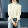 Camisolas femininas gola alta outono inverno 2023 longo para mulheres moda preto clássico pull vintage femme knit top mulher jumper