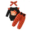 Clothing Sets Born Infant Pants Set Baby Girl Bear Print Long Sleeve Romper And Dot Bowknot Outfits Girls