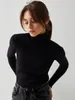 Suéteres para mujer Mujeres Suéter de cuello alto Negro Elegante Jersey Punto Otoño Invierno Mujer Jumper Moda Manga larga Damas