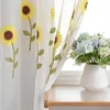 Gordijn Bloemendecor Zonnebloemgordijnen Raamlaken Privacy Doorzichtige gordijnen Witte mesh polyester vitrages