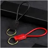 Sleutelhangers Lanyards handgemaakte lederen sleutelhanger sleutelhouder echte Cowe touw sleutelhanger tas charme hanger accessoires auto Llaveros Giftkeycha Dhs0R