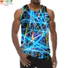 Męskie Tshirty Blue Lines Tank Top for Men 3D Print Psychedeliczny Rękawo -Wzór graficzny kamizelka streetwear nowość Hip Hop Tees 230830