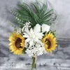 Decorative Flowers Valentine Gift Ideas Artificial Plant Sunflower Hand Bouquet Flower Wedding Home Decoration Fake Green Tools