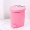 廃binsかわいいピンクの赤いストロベリービンデスクトップポータブルプラスチックミニガベージバスケットホームベッドルームストレージバケツゴミ缶230830