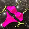 Women's Swimwear Sexy Push Up Bikini Tie String Brazilian Bikinis Women Underwired Splicing Thong Swimsuit Beach Bathing Suit Biquini