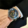 Wristwatches AOKULASIC Automatic Winding Men's Watch Fashion Unique Mechanical Wristwatch Leather Strap Waterproof Clock Reloj Hombre
