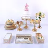 Autres fournitures de fête de fête 8-10pcs Crystal Cake Stand Set Miroir en métal Cupcake Décorations Dessert Piédestal Affichage de mariage Tr284i