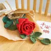 Flores decorativas 1 peça buquê de tricô rosa flor tecido à mão grande girassol acessórios para casa diy presente de dia dos namorados para namorada
