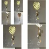 Porte-clés Longes Monstera Feuille Sun Catcher Plante Cintre Succent Prisme Suspendu Voiture Cristal Suncatcher Rétroviseur Décor Decorke Dhpmv