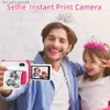 Kameror DIY Tryck på barnkamera med termiskt papper Digital Photo Selfie Kids Instant Print Boy's Birthday Toy Gift Q230831