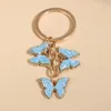 Keychains Lanyards Cute Keychain Colorful Butterfly Key Ring Enamel Flying Animals Chains For Women Girls Handbag Accessorie Handmade Jewelry 230831