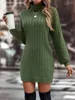 Vestidos casuais gola alta kintted camisola vestido mulheres crochê pullovers primavera outono inverno jumper y2k top streetwear