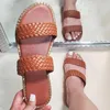 Tofflor kvinnor metallisk vävdetalj design glider platt sandaler personlighet 2023 utomhus sommar sexiga damer skor