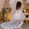 Girl Dresses Summer Ivory Flower Dress A-Line Hi-Lo Cute Girls Princess Wedding Party Lace Applique First Communion Gown