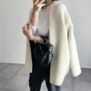 女性のセーターシックな女性コートシングルブレストの特大の韓国スタイルの厚いミディレングスショッピング230831