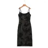 Casual Dresses Sling Dress Women Gauze Print Lace Large Female's Clothing Sleeveless Sexy Summen Oversize Vintage Fishtail Suspender