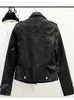 Womens Leather Faux Jackets for Women Autumn PU Jacket Fashion Black Short Coat Slim Lapel Motorcycle Tops Casual 230831