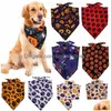 Vêtements pour chiens Halloween Bandanas Doux et respirant Modèles de citrouille réglables Impression Foulard pour animaux de compagnie Foulard pour petit à grand chien Dhk3F