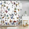 Duschgardiner Floral Tulpan Printing Flower Shower Curtain Watertof Polyester Tyg Badrumsgardin med krokar 180x180 cm Dekorativ gardin 230831