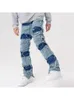 Men's Jeans Washed Damaged Patchwork Inner Side Zip Up Jeans Men's High Street Y2k Jean Baggy Hip Hop Contrast Color Straight Vintage Jeans 230830