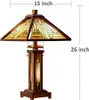 Table Lamps Tiffany Style Lamp Stained Glass Wood Base Desk Brown Reading Light NightLight Decor For Living Room Bedroom Home