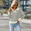 Swetery kobiet w paski Swater Pullovers Drop ramię Kintting Tops Casual Lose Long Rleeves Skoczniki jesienne zima dla kobiet DD703
