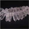 Acrylic Plastic Lucite 35-38Pcs/Strand Large Size Clear Crystal Quartz Top Drilled Points Polished Natural Gems Tusk Stick Spike Pen Dhvfl