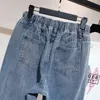 Kvinnors jeans överdimensionerade 5xl hög midja elastisk midja ankellängd harem denim byxa enkel grundläggande lösa streetwear kvinnor byxor vaqueros 230831