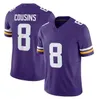 남자 축구 저지#18 Justin Jefferson#8 Kirk Cousins#84 Randy Moss#22 Harrison Smith Purple White Vapor F.U.S.E. 제한된