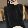 Women's Sweaters Sweater Half High Neck Pullover Long Sleeve 23 Autumn/Winter Bamboo Joint Pure Wool Loose Versatile Knitted Top