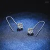 Boucles d'oreilles en peluche Moissanite 925 Silver Silver Long Drop Brognons Femme Fine Jewelry Classic Anniversarywedding Gift Gra Certified