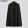 Heren Trenchcoats INCERUN 2023 Mode Mannen Mantel Effen Kleur Eén Knop Revers Cape Streetwear Winter Faux Blends Overjas jassen 230831