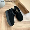 Nouvelles femmes hiver ultra mini botte designer australien plate-forme bottes 23ss hommes en cuir véritable chaud cheville fourrure bottillons chaussure de luxe EU44 bottes