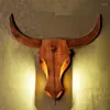 Wall Lamp Nordic LED Lighting Bull Head Solid Wood Decoration Light Corridor Sconce Fixture Bedroom Bedside Home