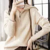 Women's Sweaters Woman's Casual Pullover Female Long Sleeve Turn-Down Collar Zipper Jumper Winter Thick Wool Knitted Tops Blouse My