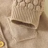 ロンパーズ生まれベイビーロンパーズ秋固形袖編み幼児の子供の女の子冬のジャンプスーツ服0-18m幼児の子供オーバーズ230831