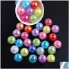 Jade Oykza Fashion Jewelry Acrylic Round Crackle Ab Beads For Chunky Necklace Diy Making 10Mm 12Mm 16Mm 20Mm T200323 Drop Delivery Dhnup